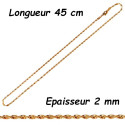Chaine acier doré torsade 2 mm HC55D