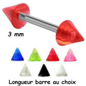 Barre droite 1,2 mm acier 316L pics ou cones acrylique U.V. MBLUC