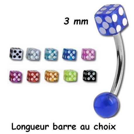 Barre pliée 1,2 mm acier 316L 1 dé et 1 boule acrylique U.V. MBNUD