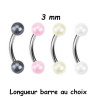 Barre pliée 1,2 mm acier 316L boules perle en acrylique CAP