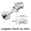 Bijou labret 1,2 mm acier 316L avec marquise 5 brillants en long à visser interne INMLBJ 12