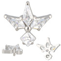 Embout motif couronne 3 brillants avec pendant brillant titane G23, pour barre 1,2 mm avec pas de vis interne 0,8 mm TINMJ050