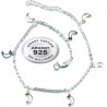 Chaine cheville argent 925 maille forcat et pendants lunes CV 131