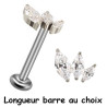 Bijou labret 1,2 mm motif marquise avec dégradé de 3 brillants Titane ASTM F-136 à visser interne 0,8 mm TINMLBJ007D3