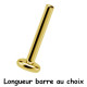 Barre labret 1,2 mm titane doré or fin G23, à visser interne 0,8 mm TGPINMLBD3_PINS