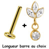 Bijou labret 1,2 mm marquise 3 brillants et 1 pendant brillant Titane or ASTM F-136 à visser interne 0,8 mm TGPINMLBJ025D3