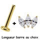 Bijou labret 1,2 mm motif marquise avec 3 brillants Titane or ASTM F-136 à visser interne 0,8 mm TGPINMLBJ019D3