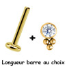 Bijou labret 1,2 mm motif strass blanc et 3 minis boules Titane or ASTM F-136 à visser interne 0,8 mm TGPINMLBJ033D3