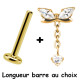 Bijou labret 1,2 mm papillon 2 strass avec pendant chaine et strass Titane or ASTM F-136 à visser interne 0,8 mm TGPINMLBJ052D3