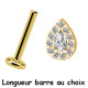 Bijou labret 1,2 mm motif goutte avec brillants blancs sertis Titane or ASTM F-136 à visser interne 0,8 mm TGPINMLBJ045D3