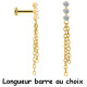 Bijou labret 1,2 mm pendant avec 3 brillants et 2 chaines Titane or ASTM F-136 à visser interne 0,8 mm TGPINMLBJ043D3