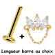 Bijou labret 1,2 mm marquise avec 3 brillants sertis avec chaine Titane or ASTM F-136 à visser interne 0,8 mm TGPINMLBJ006D3