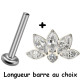 Bijou labret 1,2 mm fleur avec 5 brillants blancs et 1 strass central Titane ASTM F-136 à visser interne 0,8 mm TINMLBJ018D3