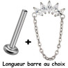 Bijou labret 1,2 mm marquise avec 5 brillants blancs sertis avec chaine Titane ASTM F-136 à visser interne 0,8 mm TINMLBJ005D3