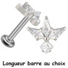 Bijou labret 1,2 mm motif couronne 3 brillants avec pendant brillant Titane ASTM F-136 à visser interne 0,8 mm TINMLBJ050D3