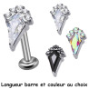 Bijou labret 1,2 mm motif diamant avec brillants sertis Titane ASTM F-136 à visser interne 0,8 mm TINMLBJ048D3