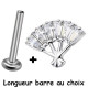 Bijou labret 1,2 mm motif éventail 6 brillants blancs rectangles Titane ASTM F-136 à visser interne 0,8 mm TINMLBJ047D3