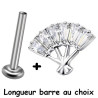 Bijou labret 1,2 mm motif éventail 6 brillants blancs rectangles Titane ASTM F-136 à visser interne 0,8 mm TINMLBJ047D3