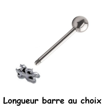 Bijou langue acier 316 L avec motif salamandre / lézard BLSC 74