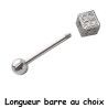 Bijou langue acier 316 L avec motif dé avec trèfles BLSC 27