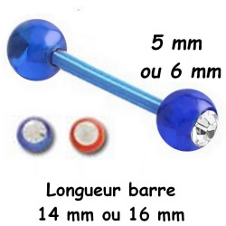 Barre 1,6 mm flexible et boules acrylique U.V. avec 1 brillant BLFJU