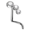 Bijou piercing nez plat avec 3 strass blanc tige tire-bouchon titane G23 TNOJ 006 droite ou gauche