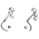 Bijou piercing nez plat avec 3 strass blanc tige tire-bouchon titane G23 TNOJ 006 droite ou gauche