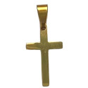 Pendentif mini croix simple acier doré FPD512D