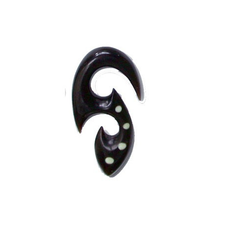 Elargisseur forme tribal oreille corne noir gros diamètre IHT 7 BK