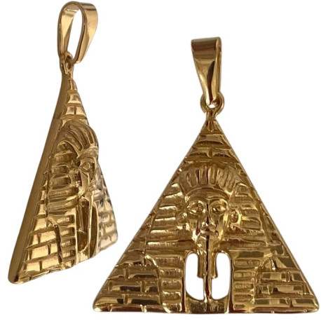 Pendentif pyramide avec pharaon acier doré HPD467D