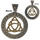 Pendentif talisman avec symbole trinité et runes acier HPD422