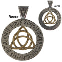 Pendentif talisman avec symbole trinité et runes acier HPD422