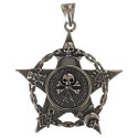 Pendentif pentacle avec têtes de pirate acier HPD288