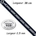 Chaine argent 925 maillons figaro diamantée 2,5 mm DCH001