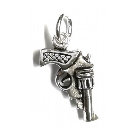 Pendentif pistolet double face argent 925 P 139