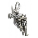 Pendentif pistolet double face argent 925 P 139