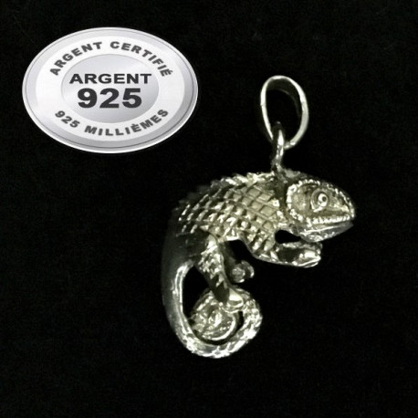 Pendentif caméléon double face argent 925 P 774