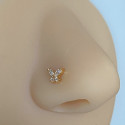 Bijou piercing nez motif papillon avec 4 strass serti tige pliée acier doré 316L NOL-611-GDC