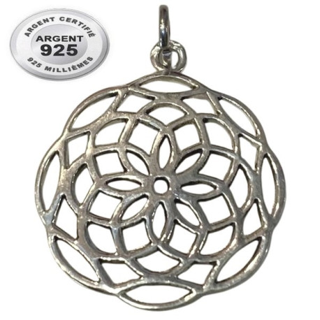 Pendentif fleur de lotus argent 925 P 2349