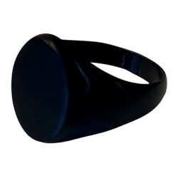 Bague chevalière ovale simple à graver acier noir mat HBAT0653N