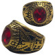 Bague américaine chevalière brillant rouge sigle air force acier doré HBAT0635D-R