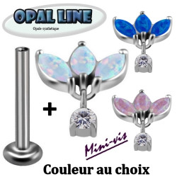 Bijou labret 1,2 mm titane marquise strass opale pendant COCR NF à visser interne mini-vis 0,8 mm TMLBIAJ030