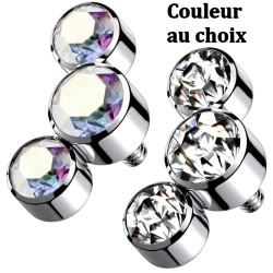 Embout 3 brillants cristal Swarovski en long courbé pour micro dermal titane G23 QBTY16