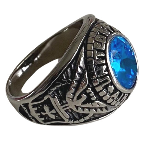 Bague américaine chevalière brillant bleu sigle air force acier DB1325-AQ