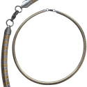 Collier rayé acier et acier dore cerceau torque martelé rigide 6 mm TC03