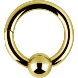 Anneau fermé avec segment à clip et boule acier doré or fin GPBHBCR