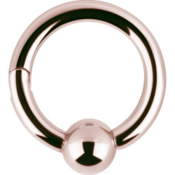 Anneau fermé avec segment à clip et boule acier or rose ORBHBCR