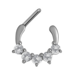 Anneau avec 5 strass pour septum acier BHJ 09