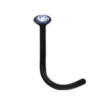 Bijou piercing nez plat avec strass serti clos tige tire-bouchon acier noir BKJNO