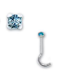Bijou piercing nez plat avec strass griffé tige tire-bouchon argent 925 NOSC 3
